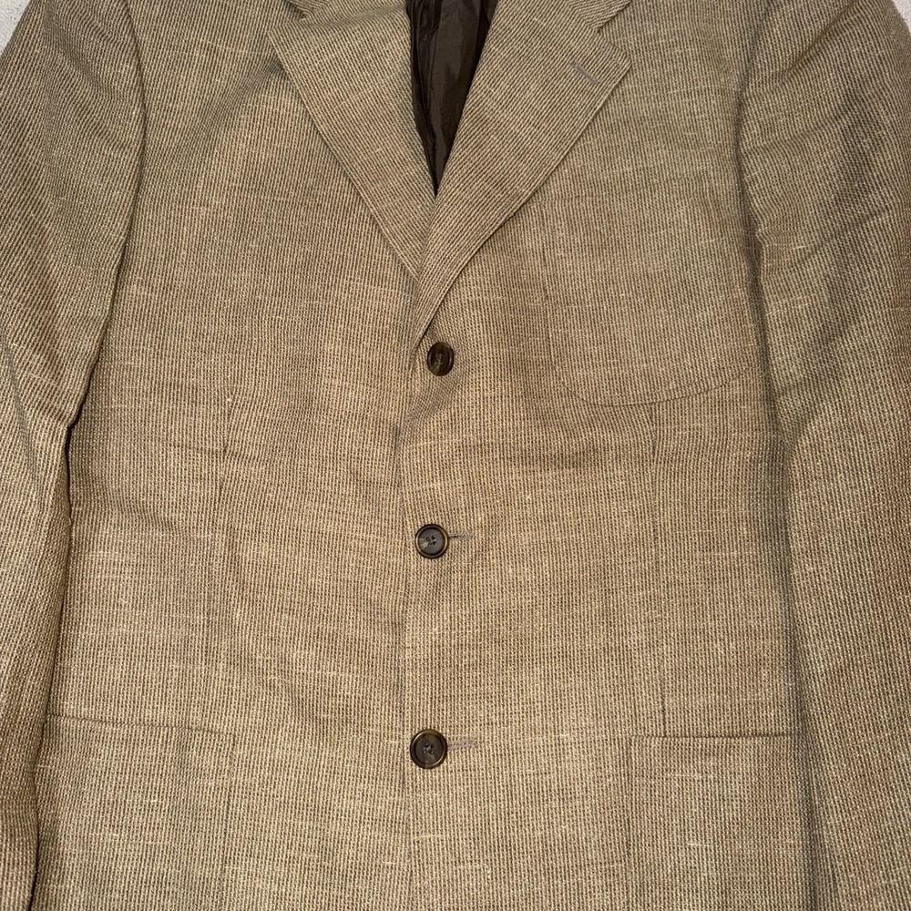 VTG Ralph Lauren Glen Plaid Blazer 42 T Silk Wool And Linen Blend Light Weight - Picture 2 of 11